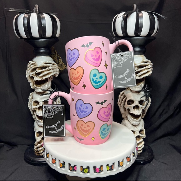Cobwebs & Cauldrons Halloween Jack O Lantern Conversation Heart Soft Touch Mug - Picture 1 of 12